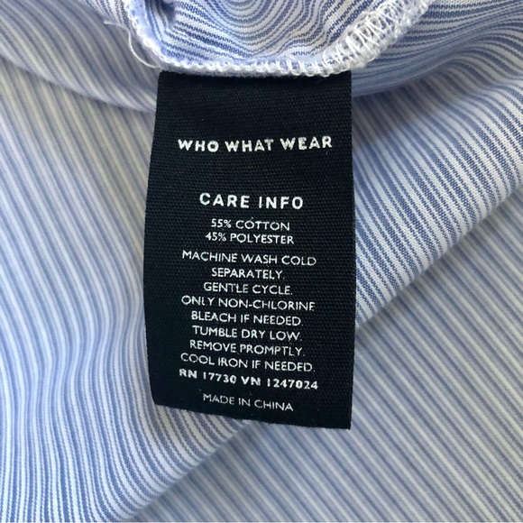 Who What Wear Blue and White Long Sleeve Blouse - Size Small - Picture 9 of 12